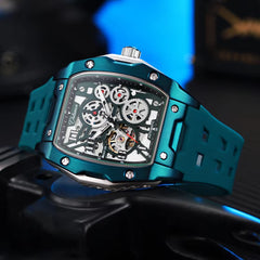 Men's Mechanical Automatic Skeleton Watch Waterproof Steel Case