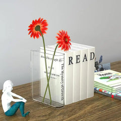 Clear Acrylic Book Shaped Vase 