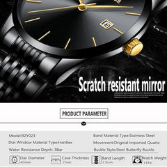 Men's Ultra-Thin Luxury Analog Quartz Watch w/Calendar 