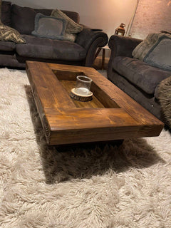 Rustic Handmade Solid Wood Sleeper Coffee Table 