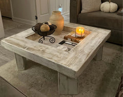 Rustic Handmade Solid Wood Sleeper Coffee Table 