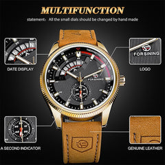 Men's Luxury Mechanical Automatic Watch w/Leather Band