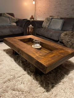 Rustic Handmade Solid Wood Sleeper Coffee Table 