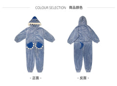 Cute Shark Coral Velvet Pajamas Women's Winter Net Red Wind Plus Size Thickened Hooded Tracksuit Jumpsuit Suit Winter