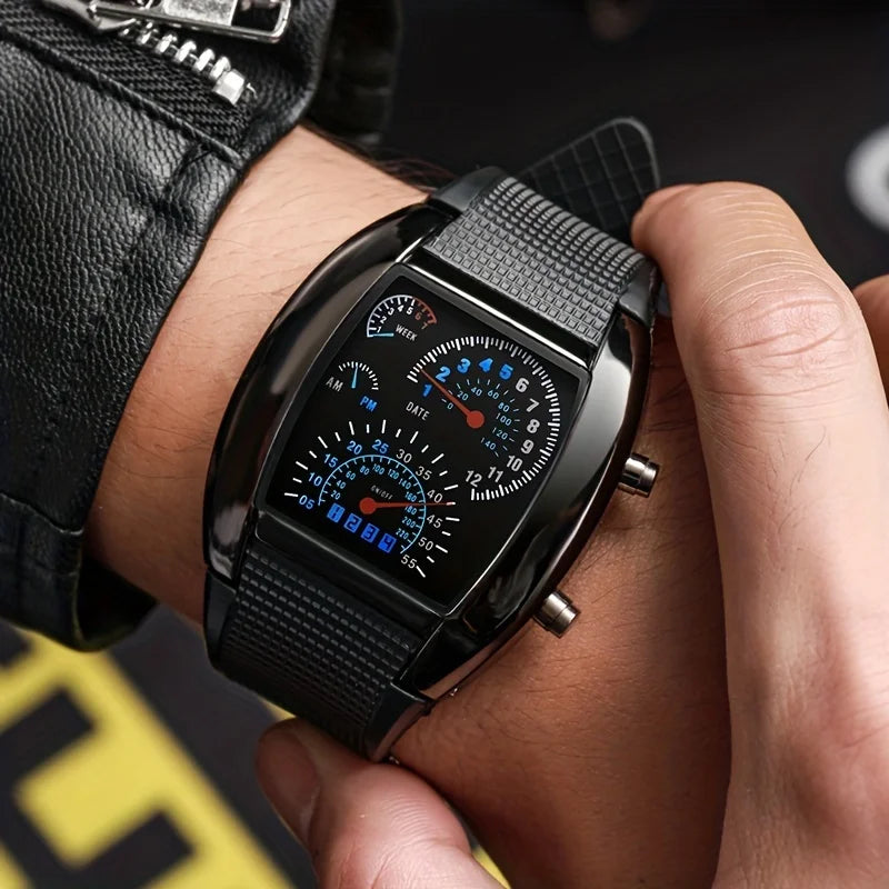 Men's LED Aviation-Style Sports Watch 