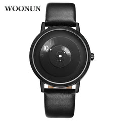 Men's Creative Turntable Quartz Watch w/Leather Band