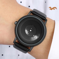 Men's Creative Turntable Quartz Watch w/Leather Band