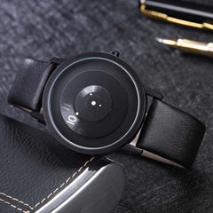 Men's Creative Turntable Quartz Watch w/Leather Band