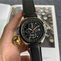 Seiko Flight Chronograph Watch w/Leather Band