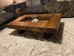 Rustic Handmade Solid Wood Sleeper Coffee Table 