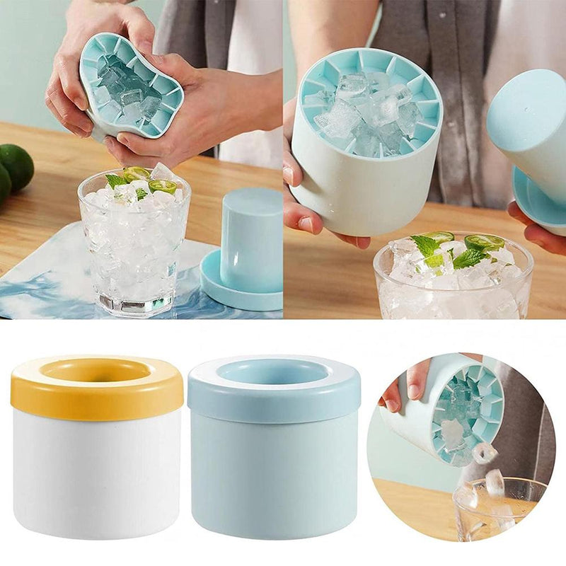 Portable Silicone Cylinder Ice Maker Bucket